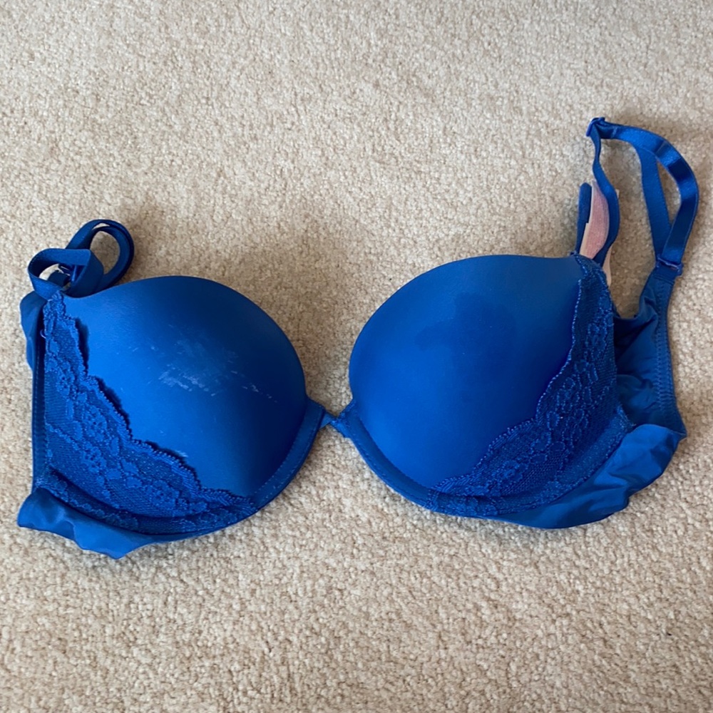 Blue push up bra